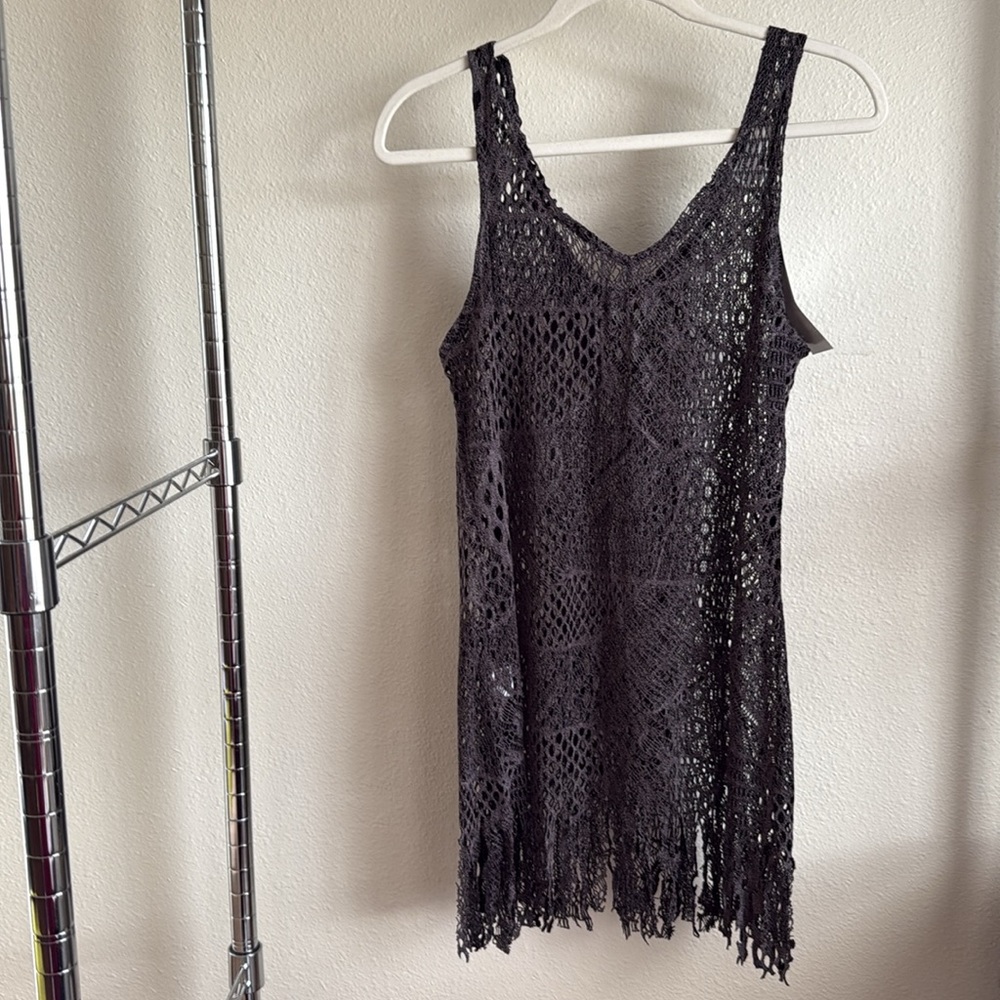 Papillon Black Charcoal Grey Crochet Garment.